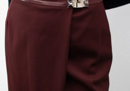 Hermes skirt with silver buckle - wine red burgundy - size 42