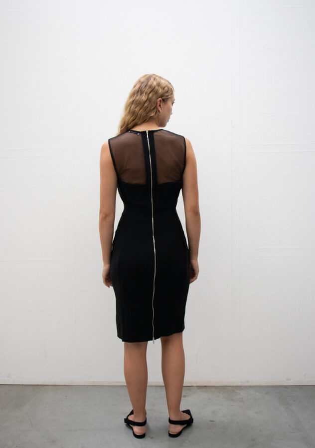 Mugler fitted little black dress with mesh - black - size 36 - back side
