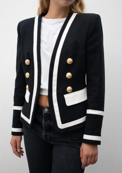 Balmain short blazer with white details - 100% Cotton - The Collectives