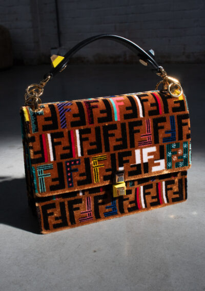 Fendi collectors item Kan I Tappetino velvet logo handbag with strap - The Collectives Amsterdam