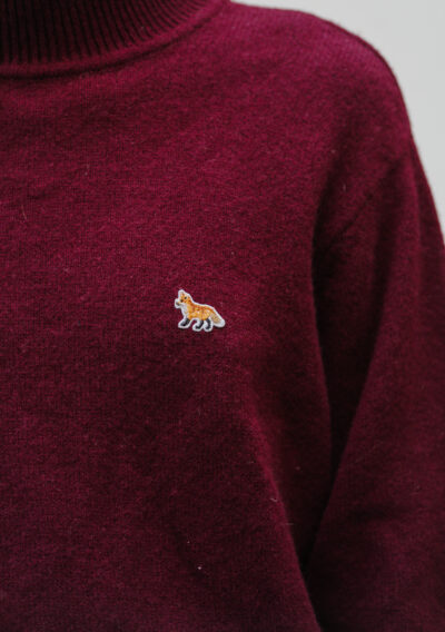 Maison Kitsune knit sweater with turtle neck - size 38 - burgundy - buy and rent designer clothes and accessories - secondhand and vintage - The Collectives Amsterdam