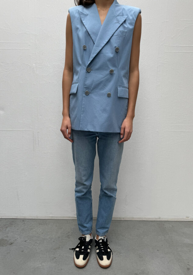 Dries van Noten baby blue gilet blazer - size 42 - available for rent at The Collectives Amsterdam