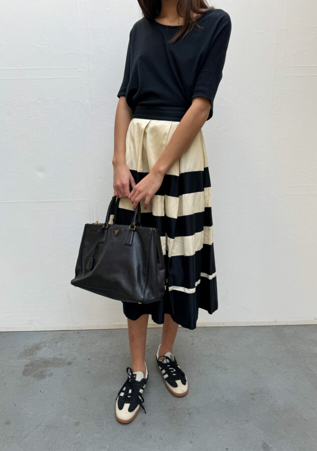 Dries van Noten mid length striped skirt - black and white - size 36 - The Collectives Amsterdam