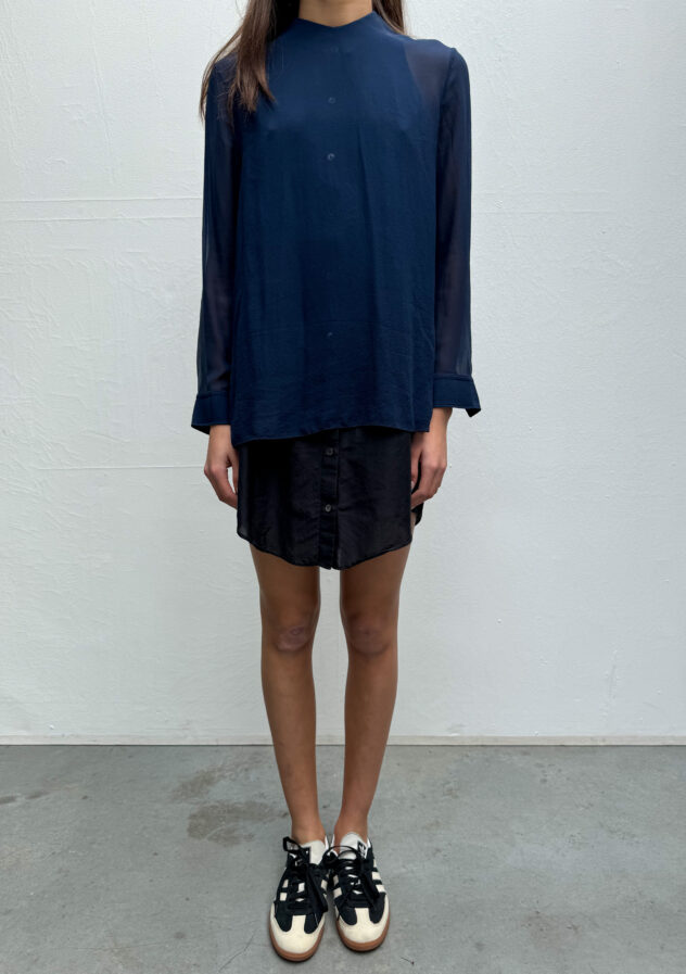 Acne dark blue double layered blouse - size 40 - The Collectives Amsterdam