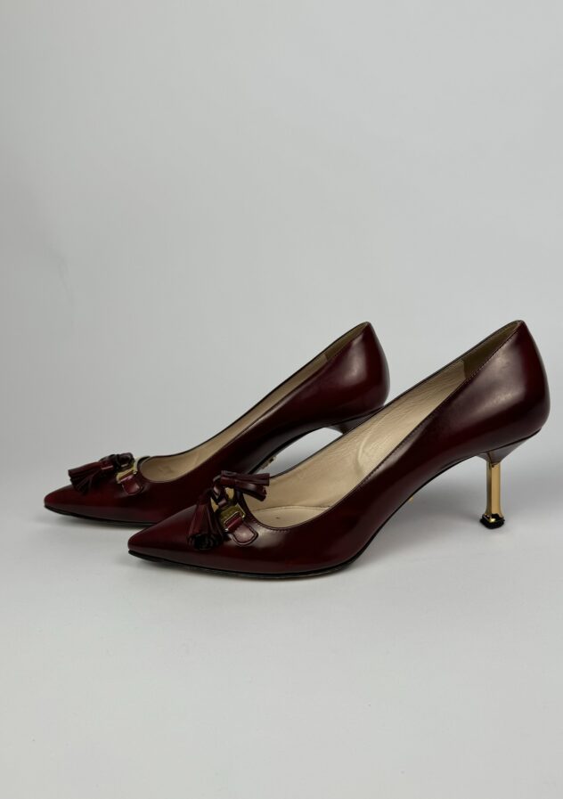 Prada heels with bow - fair condition - damages at heels, soles and front - size 37.5 - The Collectives Amsterdam