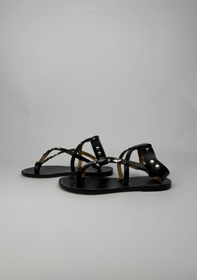 Isabel Marant black sandals with silver hardware - size 40 - The Collectives Amsterdam