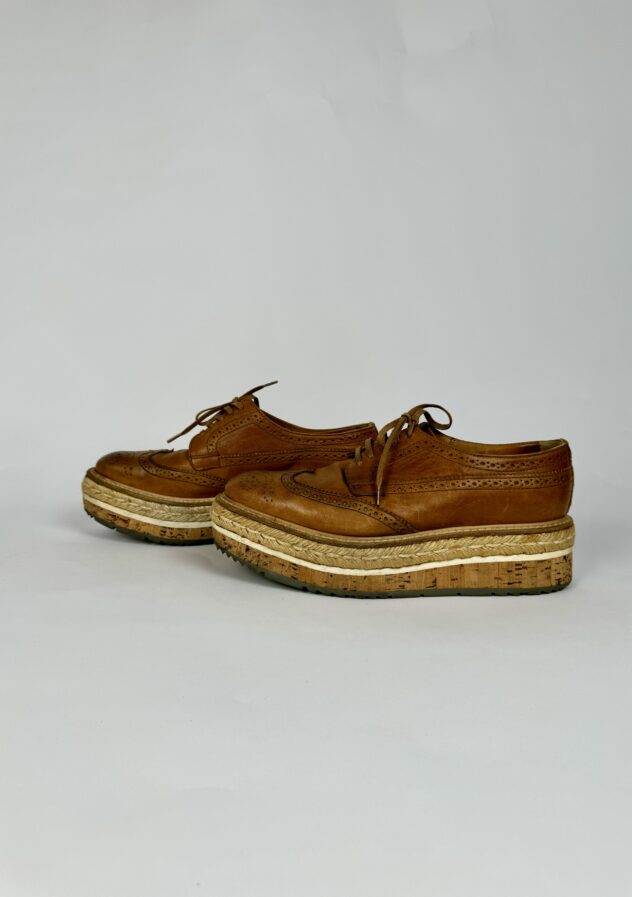 Prada brown leather shoes - size 37.5 - side - buy now at The Collectives Amsterdam