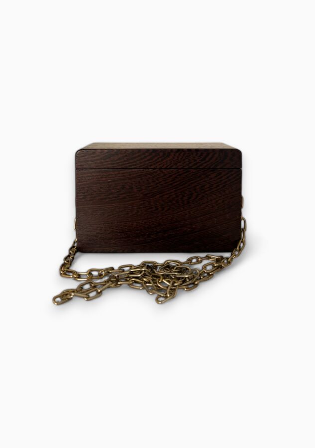 Non Signé Wooden Clutch with Chain Strap - The Collectives Amsterdam - rent and buy secondhand and vintage designer clothes