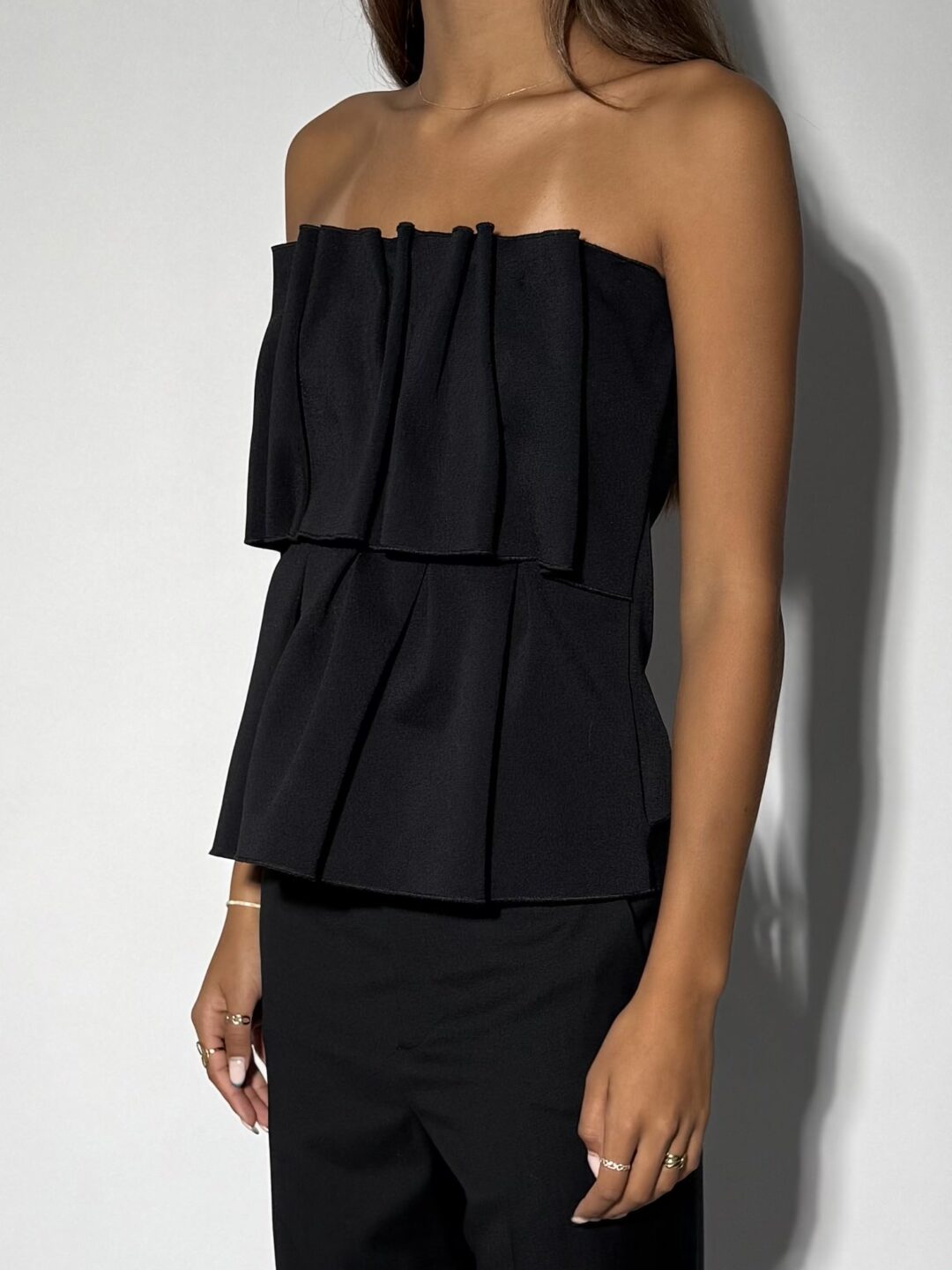 Black Tiered Sleeveless Top - Image 2
