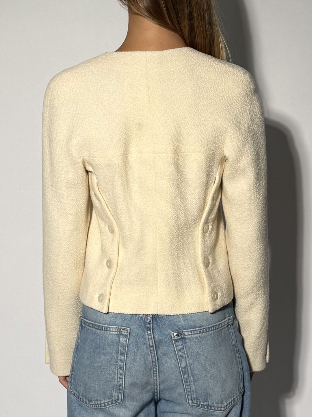 Cream Wool Bouclé Jacket - Image 3
