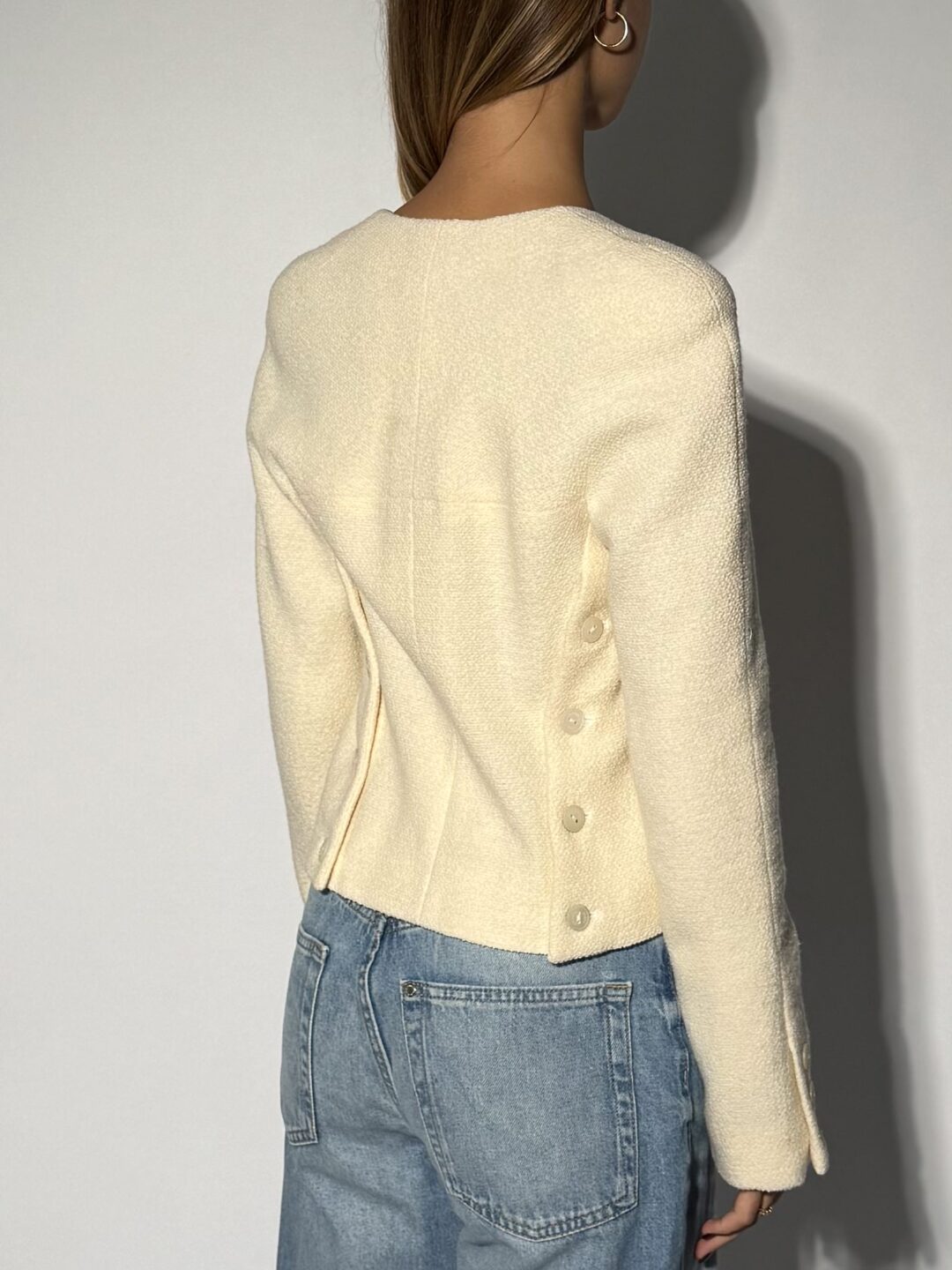 Cream Wool Bouclé Jacket - Image 4