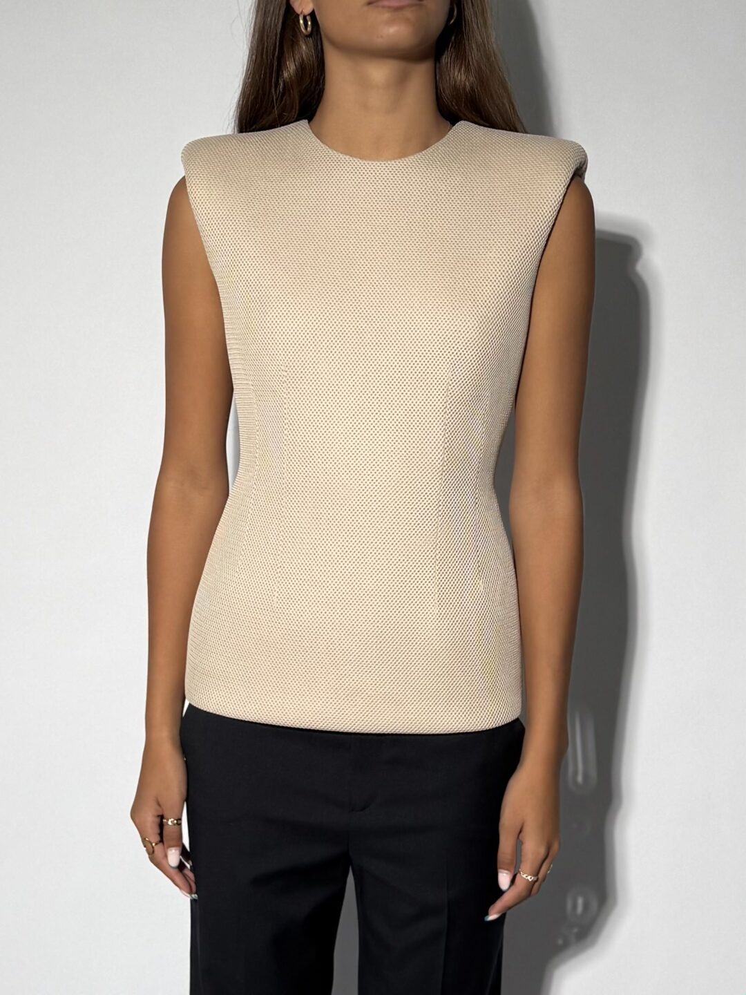 Structured Textured Sleeveless Top