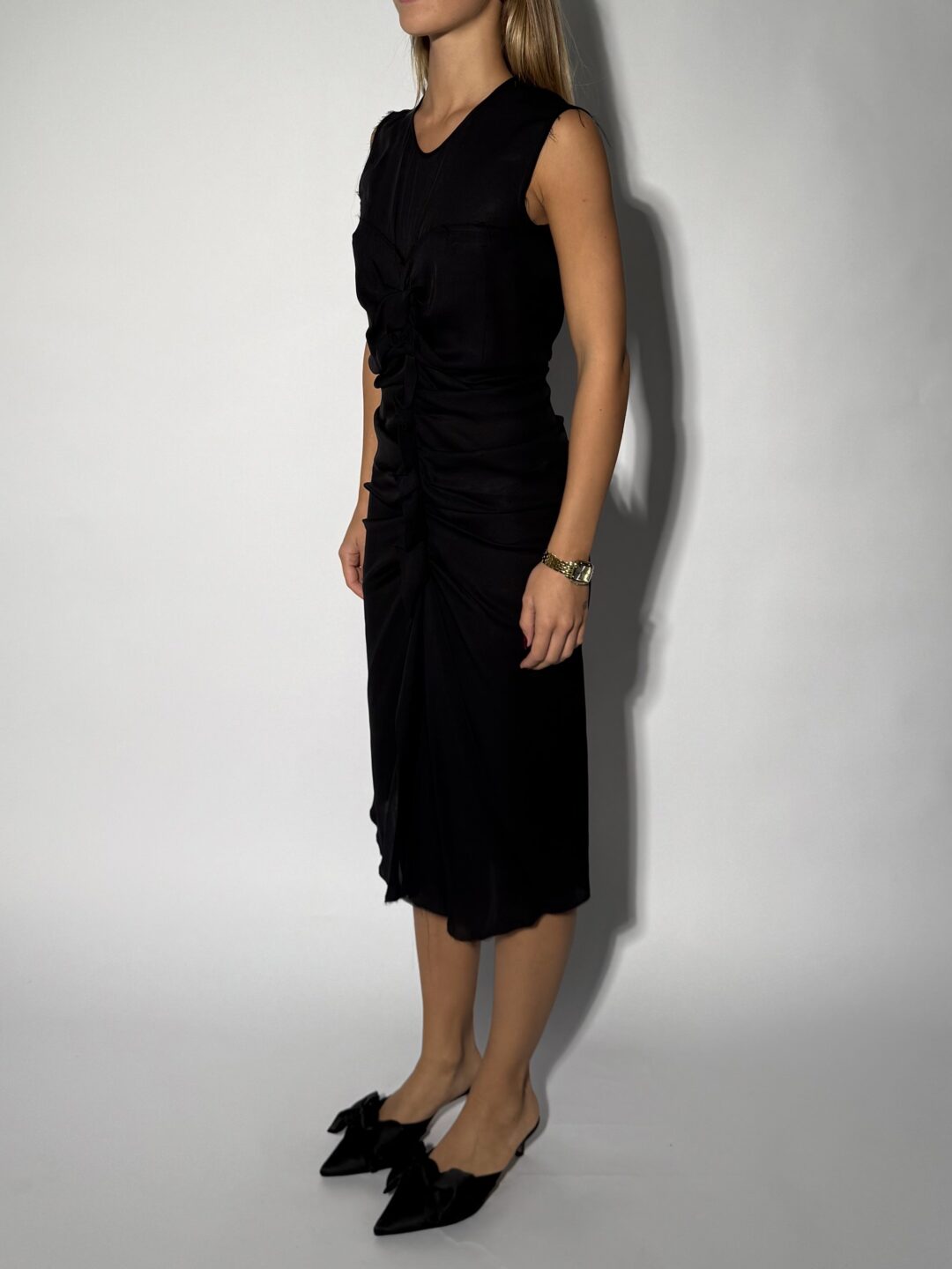 Black Draped Evening Gown - Image 2