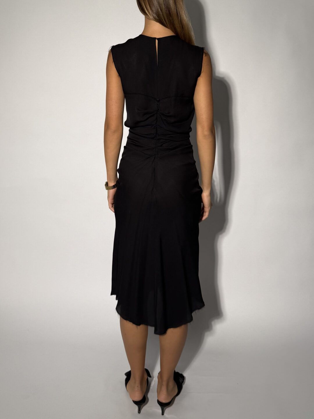 Black Draped Evening Gown - Image 3