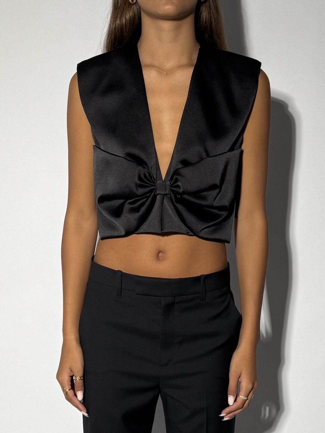 Black Bow Detail Top