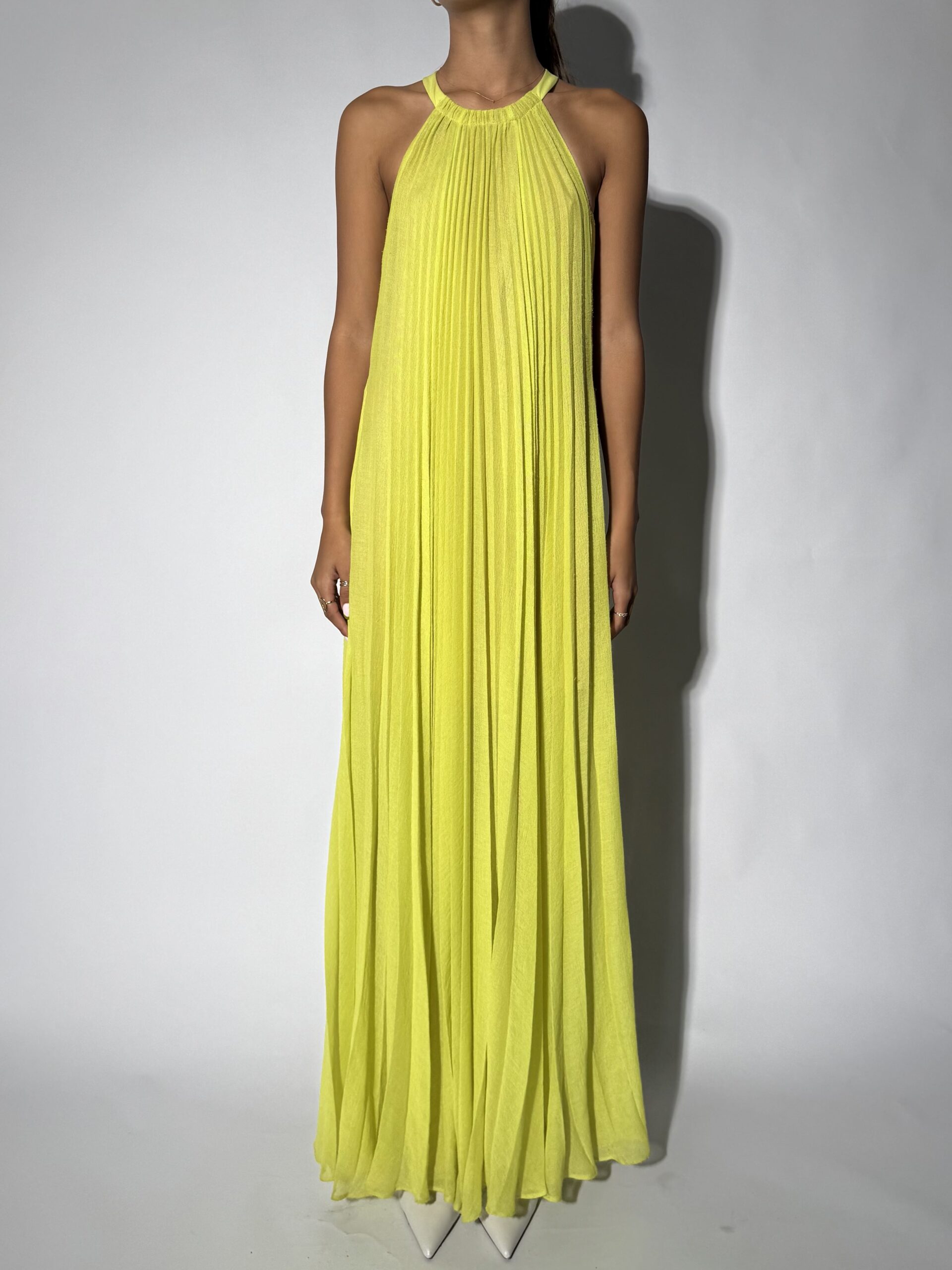 Long yellow dress sleeveless